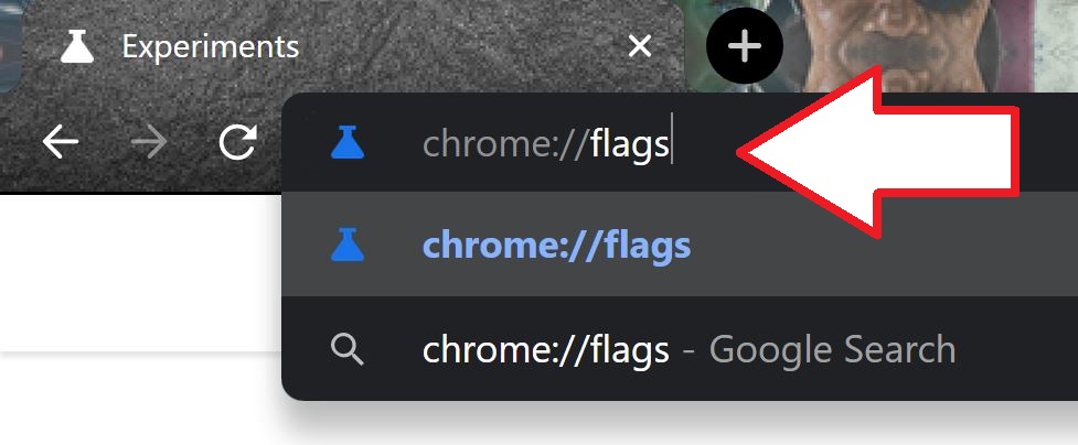 Opening Google Chrome Flags menu using chrome://flags